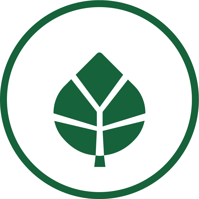 grünes-logo-mit-stilisiertem-blatt-das-durch-linien-in-fünf-segmente-geteilt-ist-umrahmt-von-einem-kreis-um-natürliche-Inhaltsstoffe-zu-repräsentieren