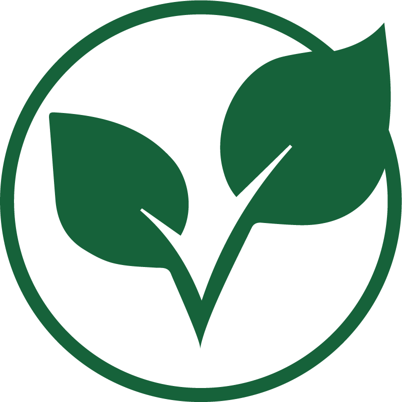 grünes-logo-mit-zwei-blättern-die-an-einem-stiel-mit-häkchenform-wachsen-umrahmt-von-einem-kreis-um-vegane-formuleirung-zu-repräsentieren